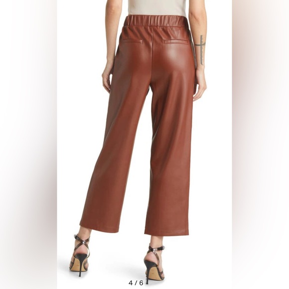 BLANK NYC BROWN  FAUX LEATHER ELASTIC HIGH WAIST CROP PANT XS - Picture 2 of 10